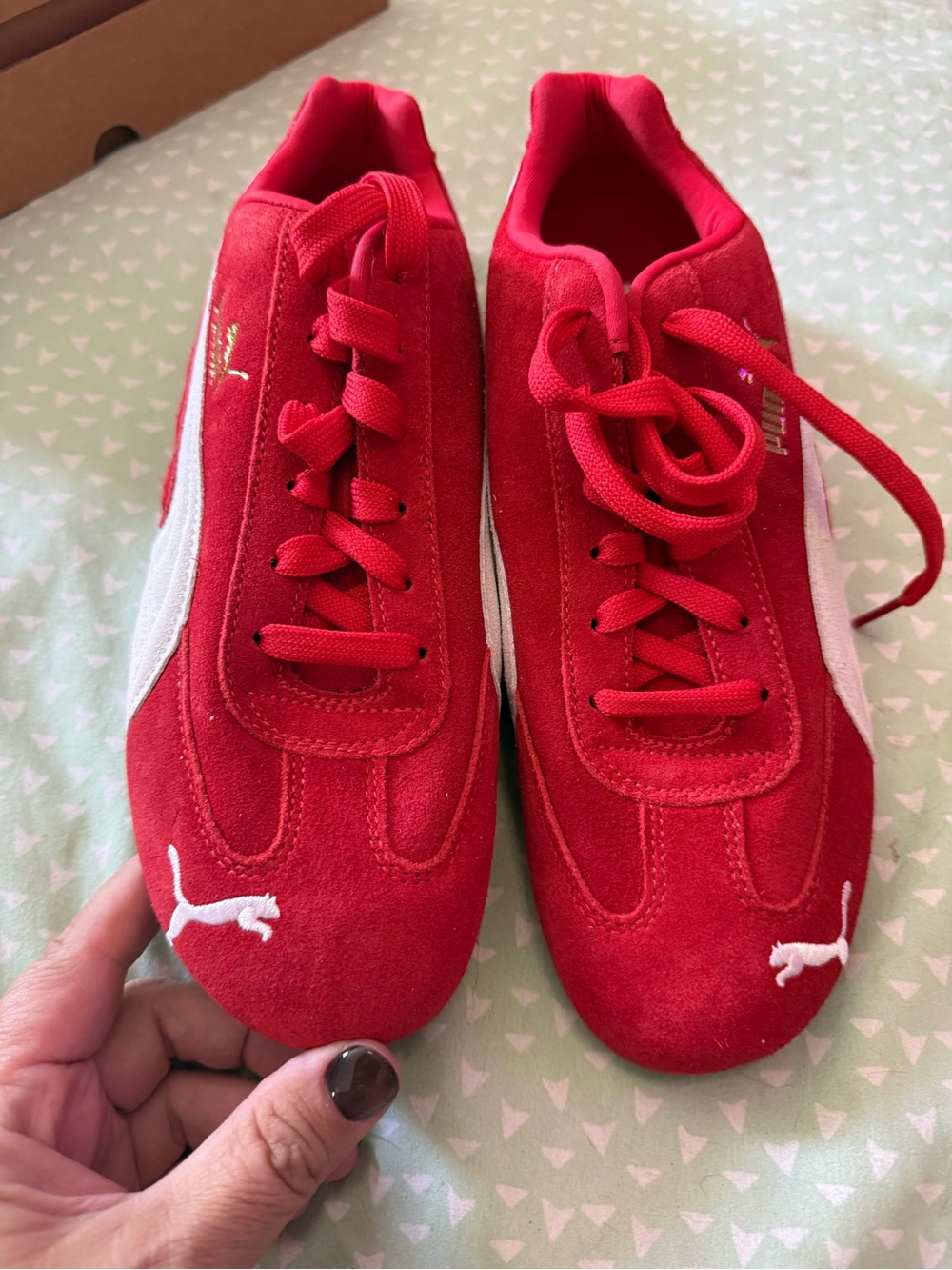 Puma Red Suede Sneakers with White Formstrip